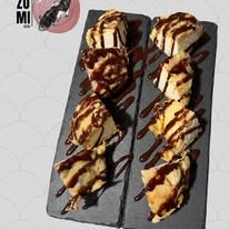 Postre tempura con chocolate